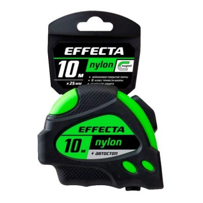 Рулетка Effecta Nylon 10м/25 мм с магнитом, автостопом, лентой нейлон 581025 в Ярославле