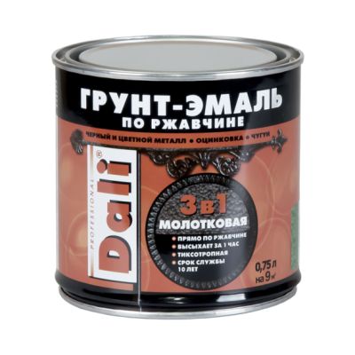 Грунт-эмаль по ржавчине DALI 3в1 молотковая коричневая 0,75л (6) Рогнеда в Ярославле