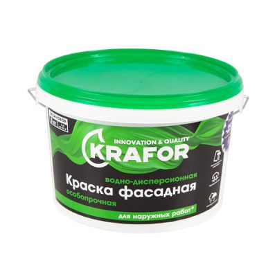 Краска В/Д фасадная 3кг (1) Krafor (салат) в Ярославле