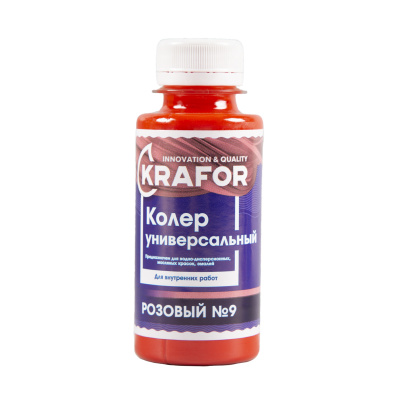 Колер универсальный №9 розовый 100мл (6/108) "Krafor" в Ярославле