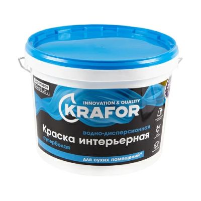 Краска В/Д интер супербелая 14кг (1) Krafor (син) в Ярославле